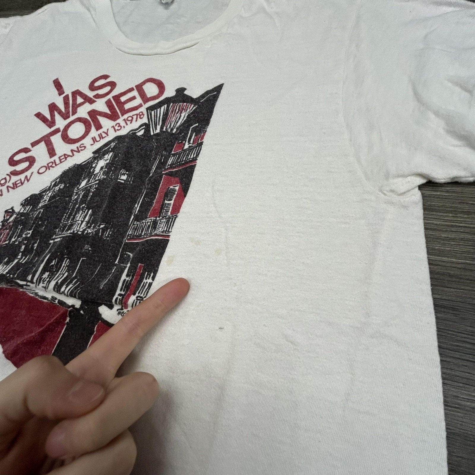 Vintage Rolling Stones Shirt Mens Large White I Was Stoned 1978 New Orleans RARE