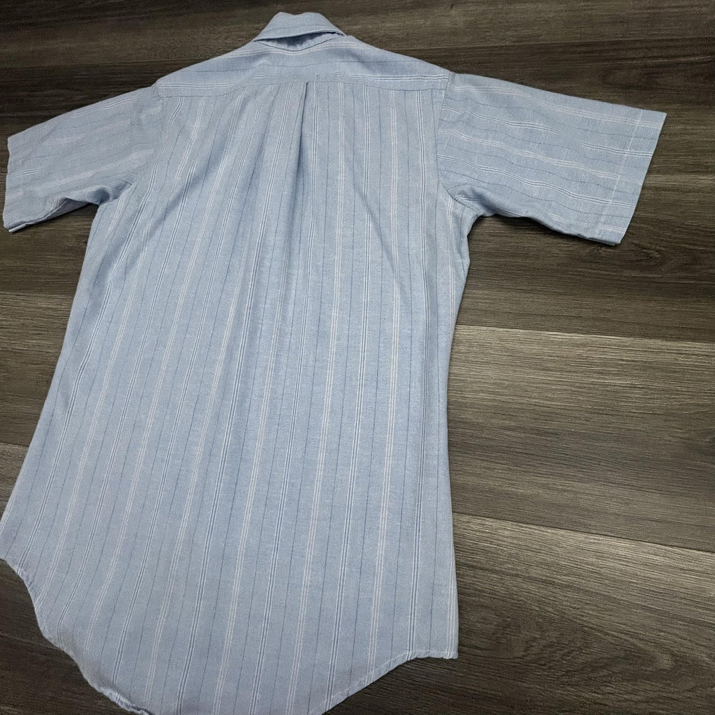 Vintage Arrow Dover Shirt Mens Small Blue Striped Button Down Short Sleeve USA