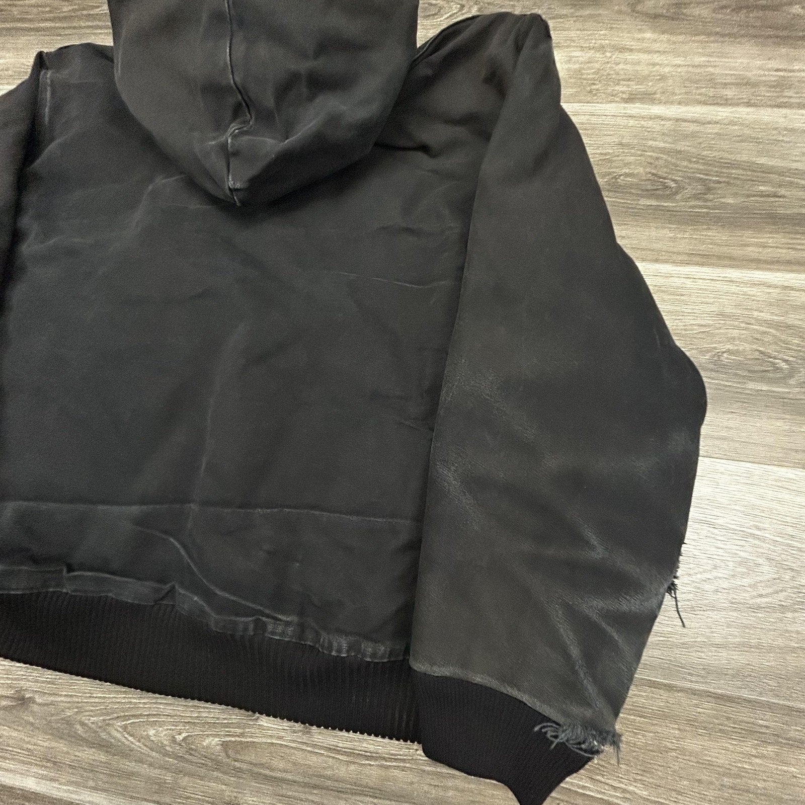 Vintage Carhartt Jacket Mens 2XL Black Hooded Canvas Faded Thrashed J04 BLK 90s