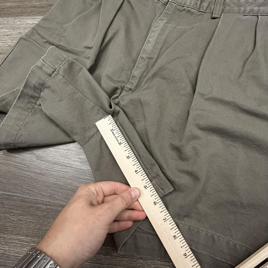 Vintage Polo Ralph Lauren Pleated Shorts Mens 32 Green Chino 6" Inseam Canvas