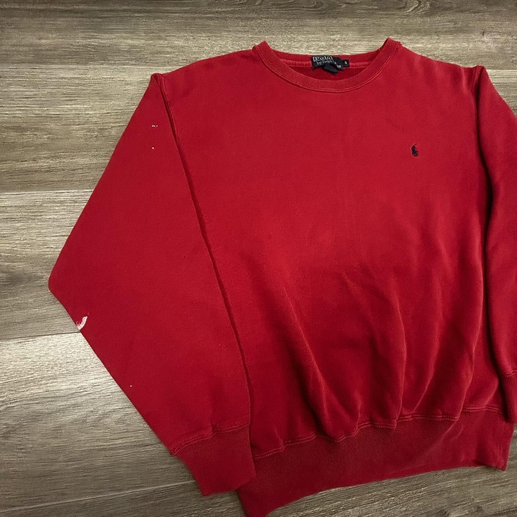 Vintage Polo Ralph Lauren Sweatshirt Mens Small Red Fleece Crewneck Pony 90s