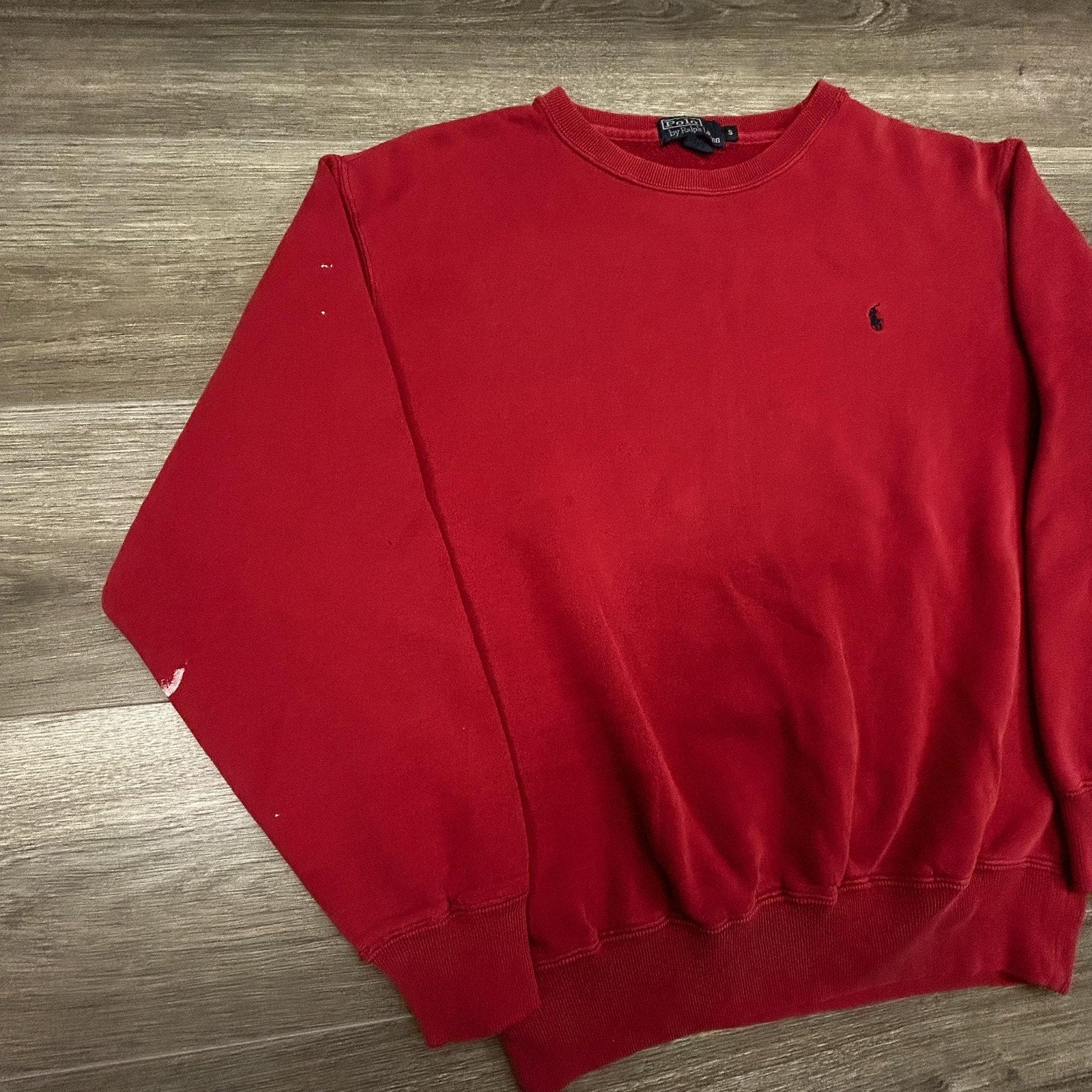 Vintage Polo Ralph Lauren Sweatshirt Mens Small Red Fleece Crewneck Pony 90s