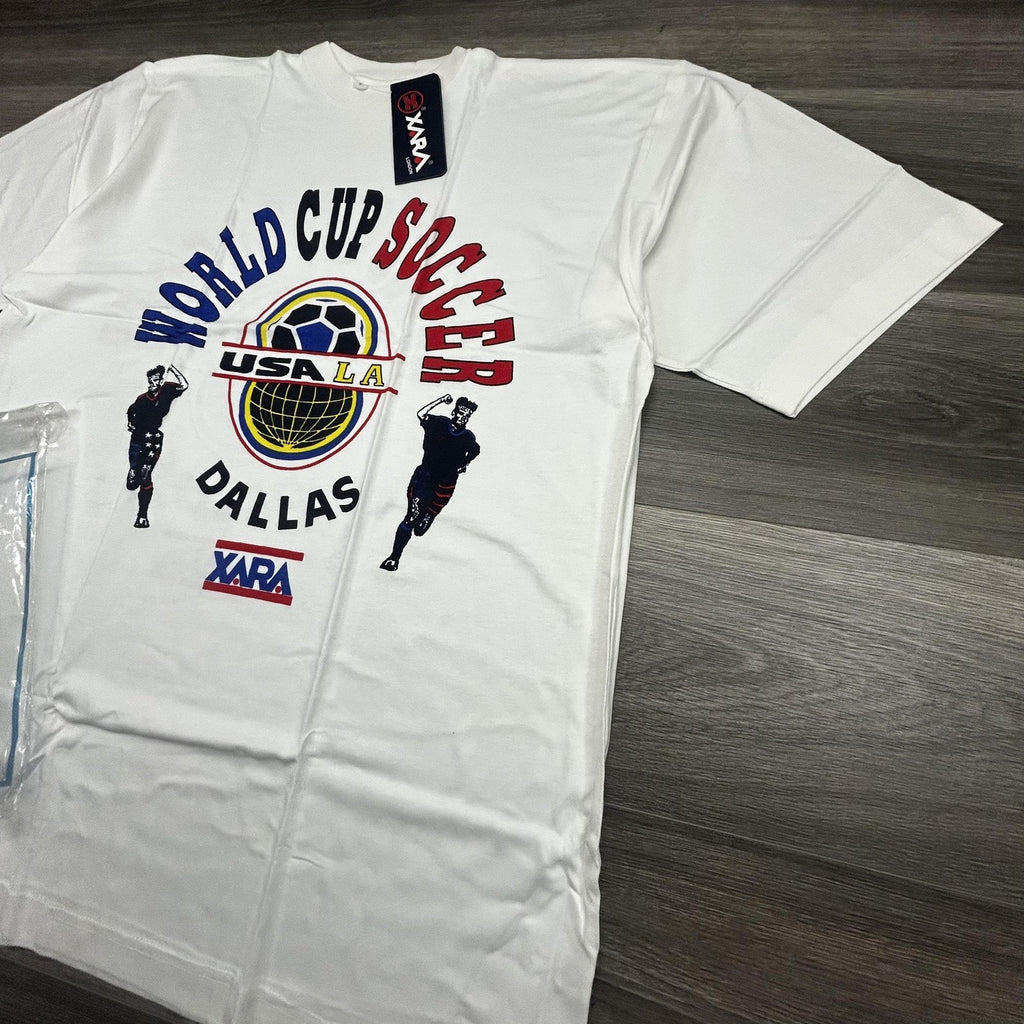 Vintage World Cup Shirt Mens XL White Dallas LA XARA Soccer Deadstock USA 90s