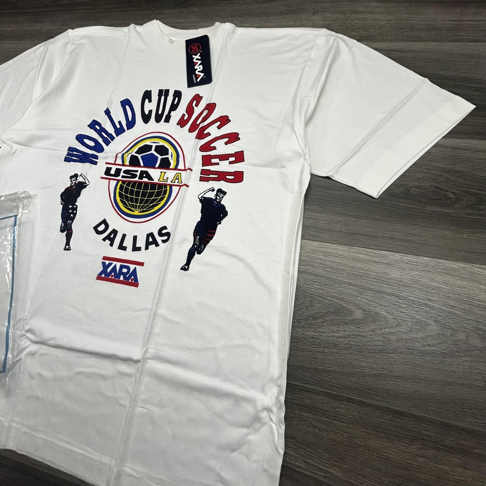 Vintage World Cup Shirt Mens XL White Dallas LA XARA Soccer Deadstock USA 90s