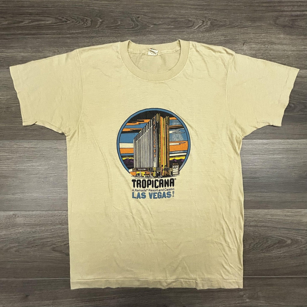 Vintage 80s Tropicana Las Vegas Shirt Mens Large Casino Faded Paper Thin USA