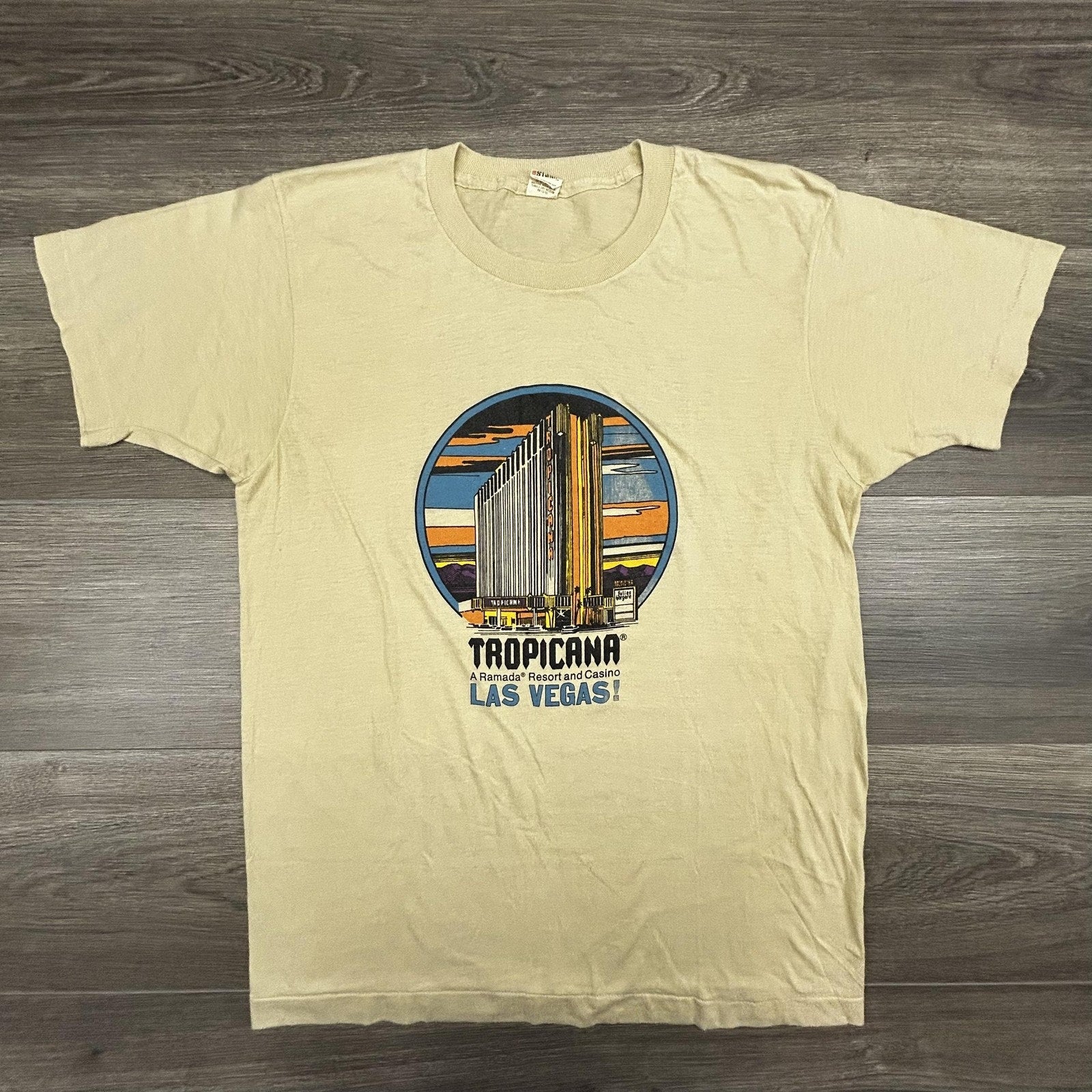 Vintage 80s Tropicana Las Vegas Shirt Mens Large Casino Faded Paper Thin USA