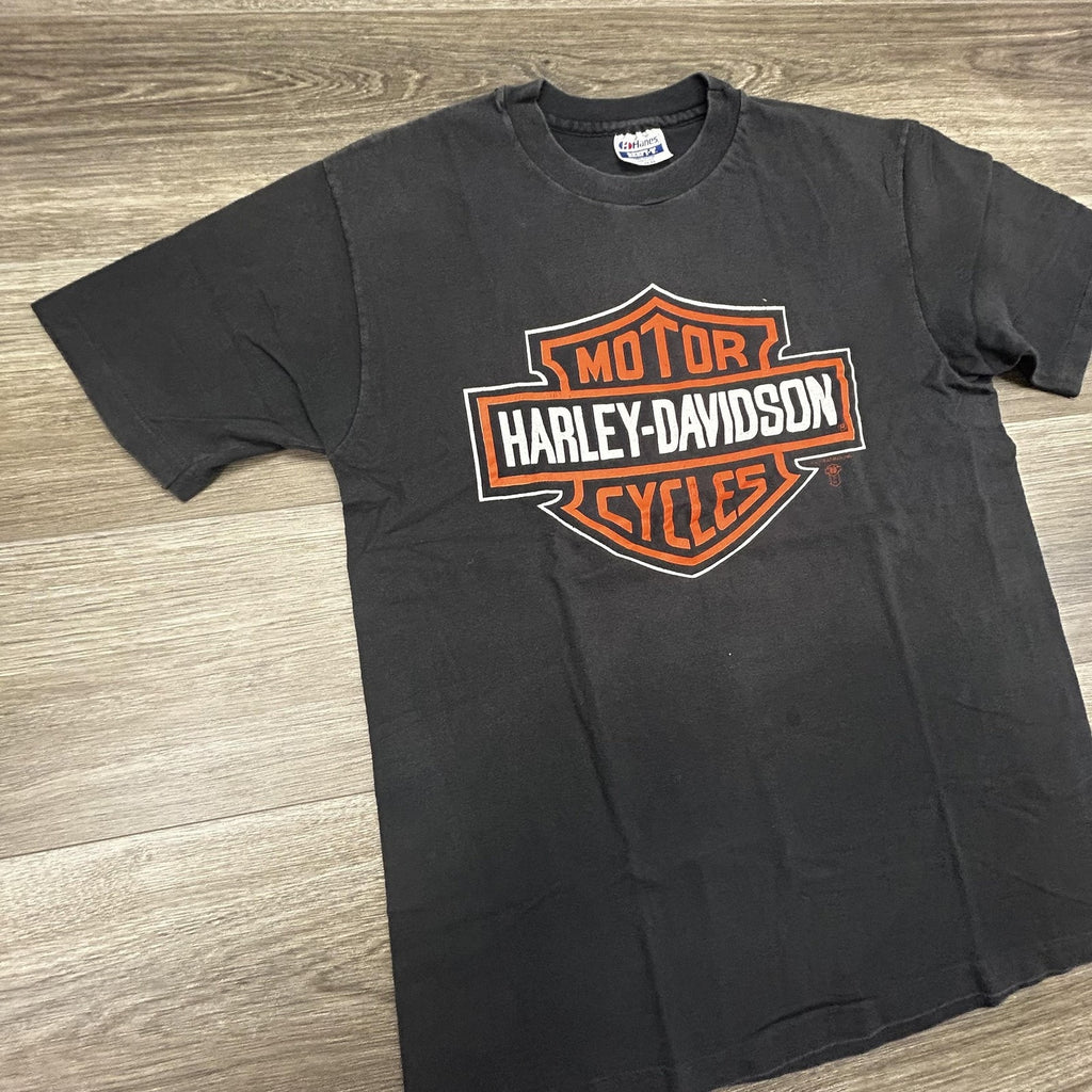 Vintage 80s Harley Davidson Shirt Mens Large Black Single Stitch Faded Made USA