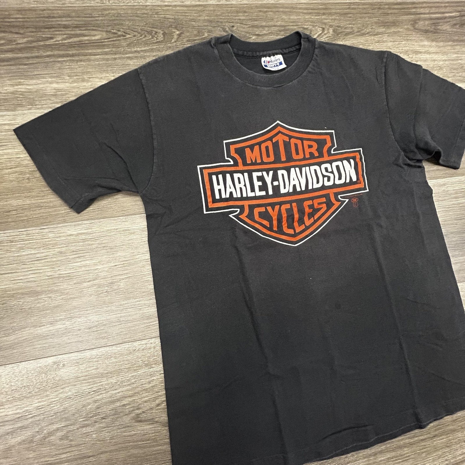 Vintage 80s Harley Davidson Shirt Mens Large Black Single Stitch Faded Made USA