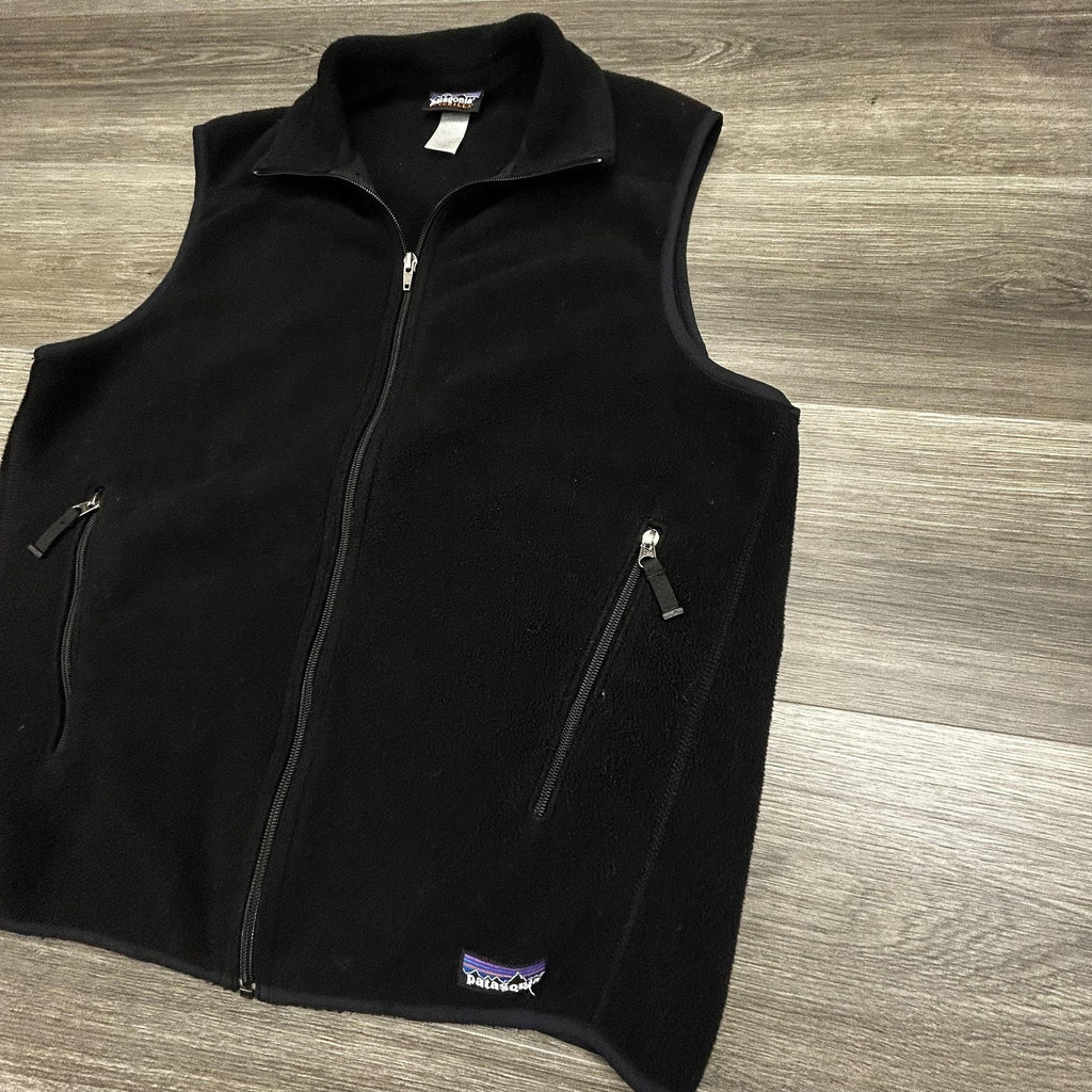 Vintage Patagonia Synchilla Fleece Vest Mens Medium Black Full Zip Gorp 90s USA