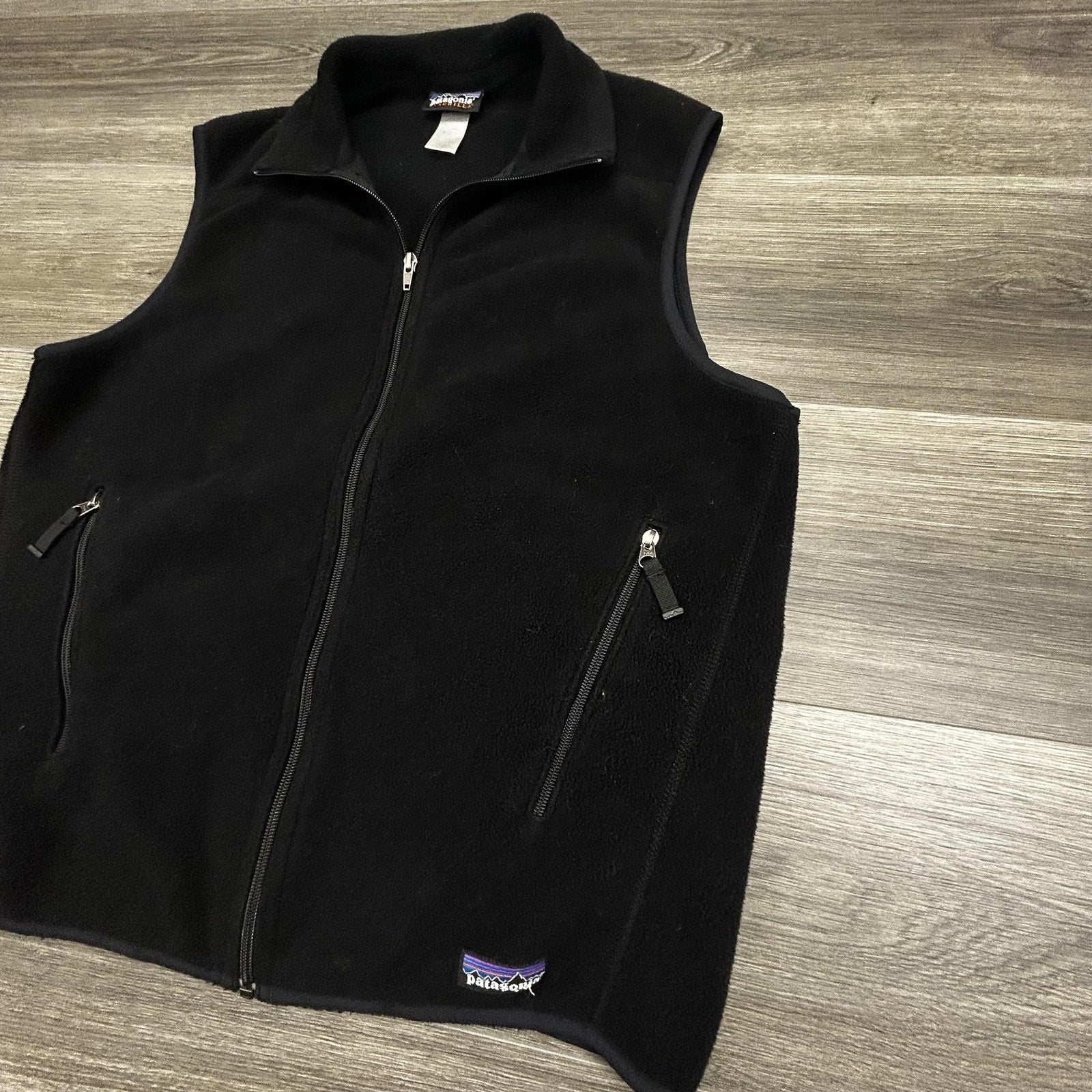 Vintage Patagonia Synchilla Fleece Vest Mens Medium Black Full Zip Gorp 90s USA