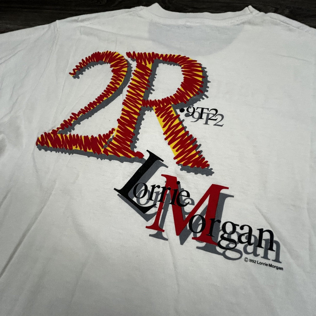 Vintage Lorrie Morgan Shirt Mens Large White 2R Photo Graphic Country 1992 90s