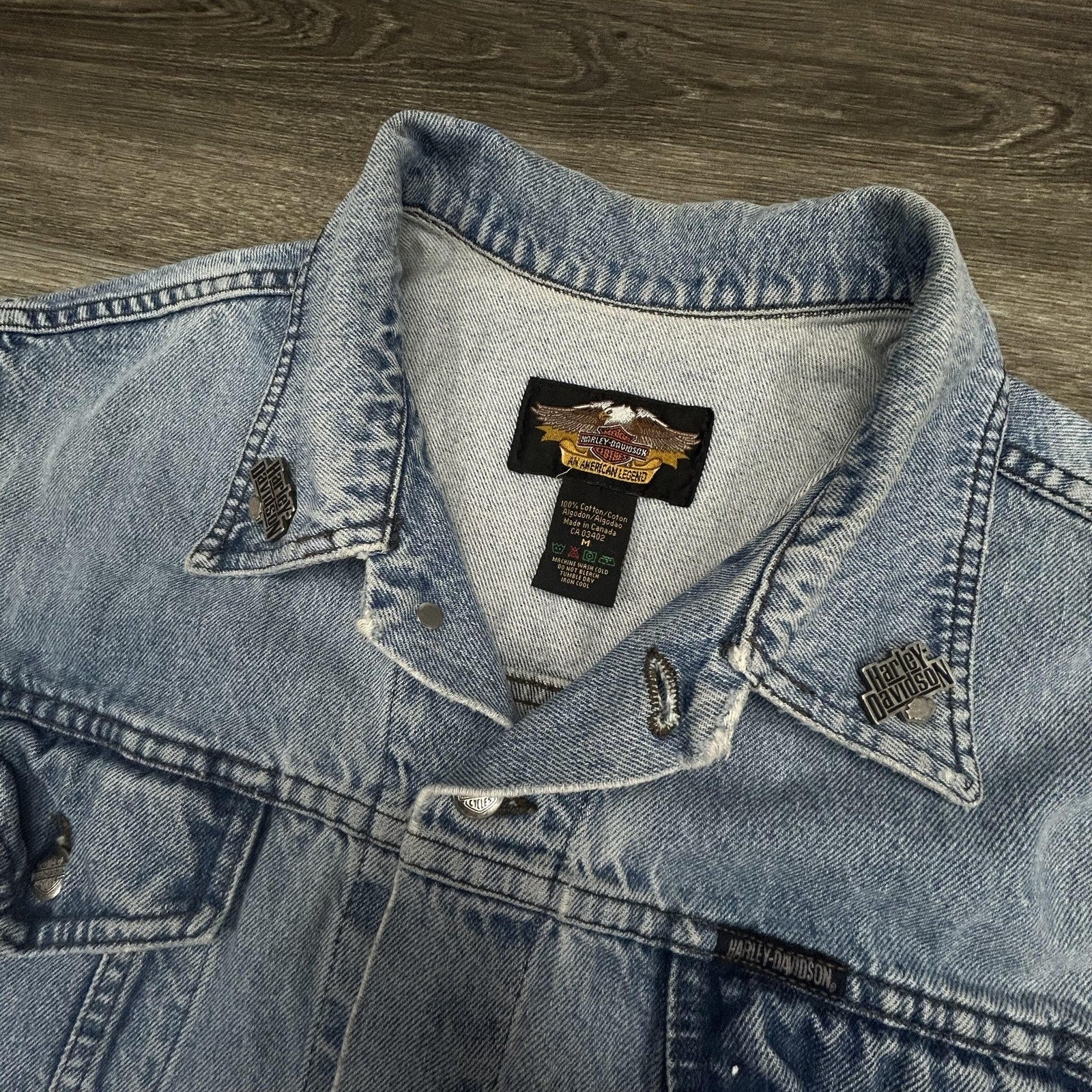 Vintage Harley-Davidson Vest Mens Medium Blue Denim Biker Patches Sturgis Y2K