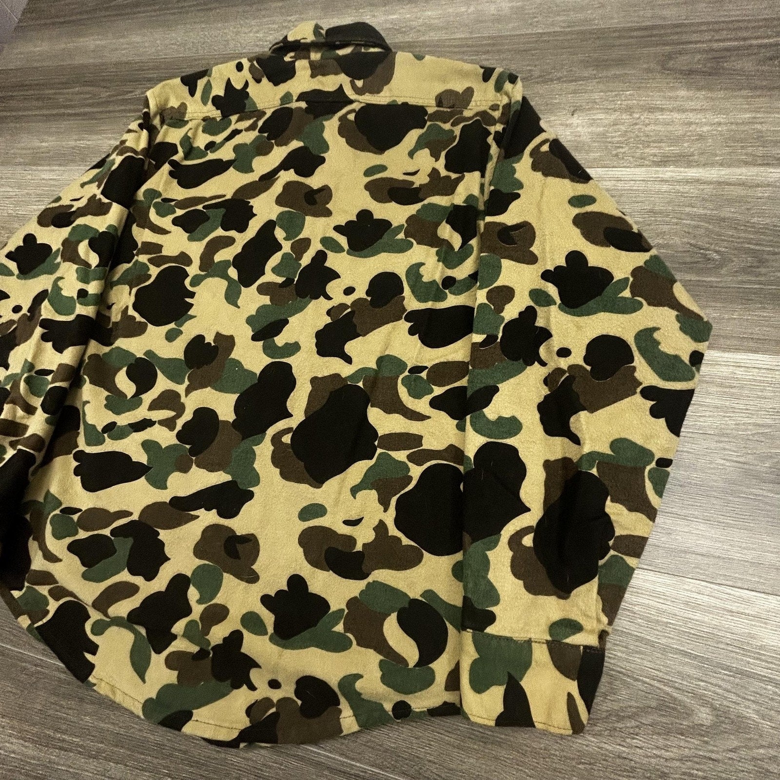 Vintage 70s Duck Camo Chamois Cloth Shirt Mens Medium Five Brothers Made in USA