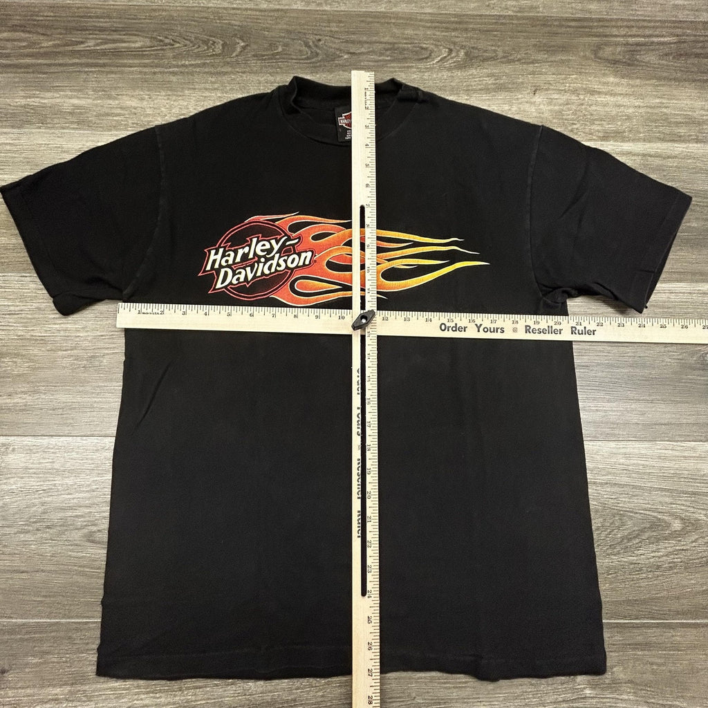 Vintage Harley Davidson Shirt Mens Large Black Flames Las Vegas 1998 90s USA