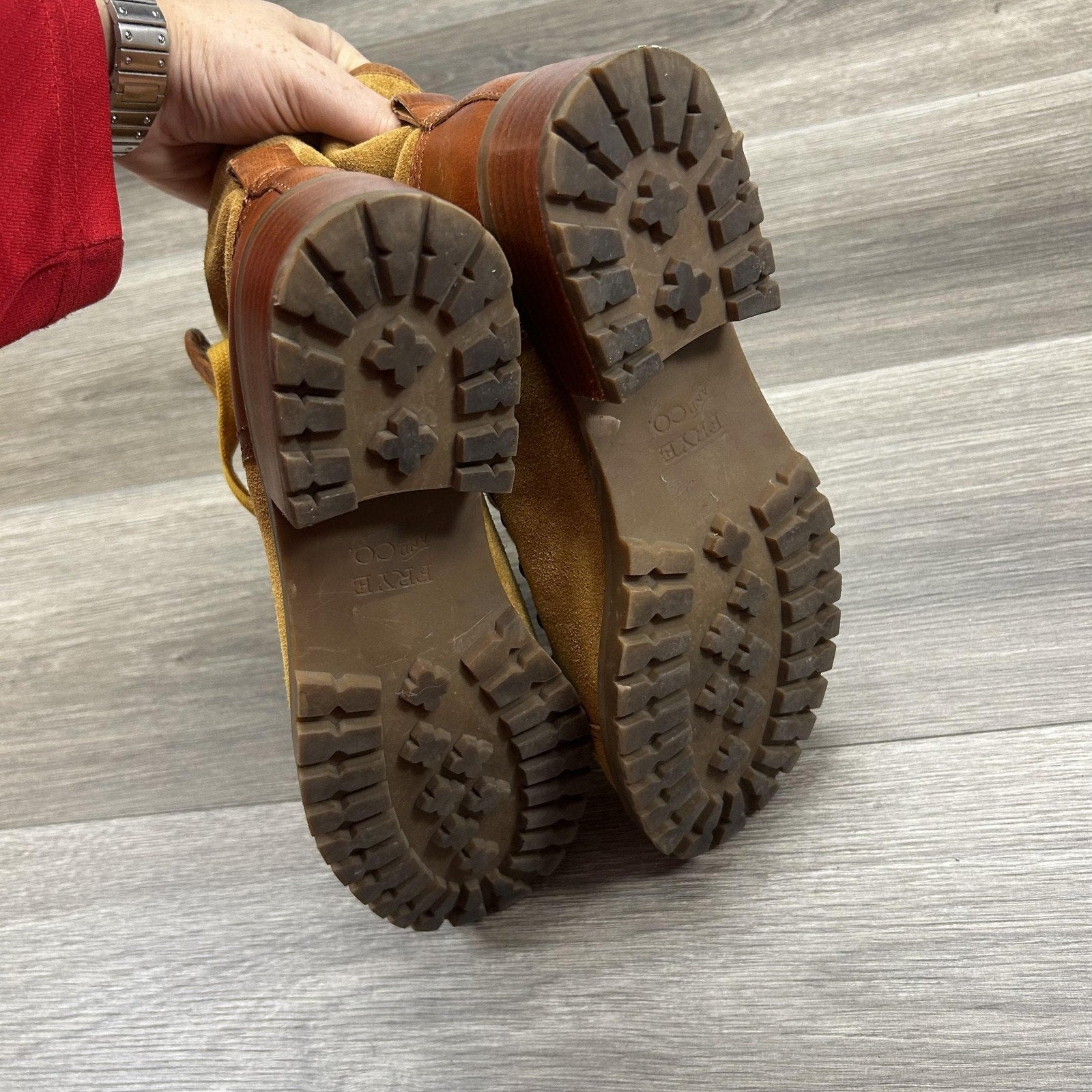 Frye Anise Hiker Boots Womens 8 Brown Suede Shearling Lined Hiking Lug Sole