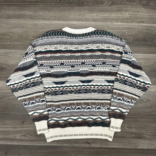 Vintage 3D Knit Sweater Mens Medium Multicolor Alfani Coogi Style Biggie Hip Hop