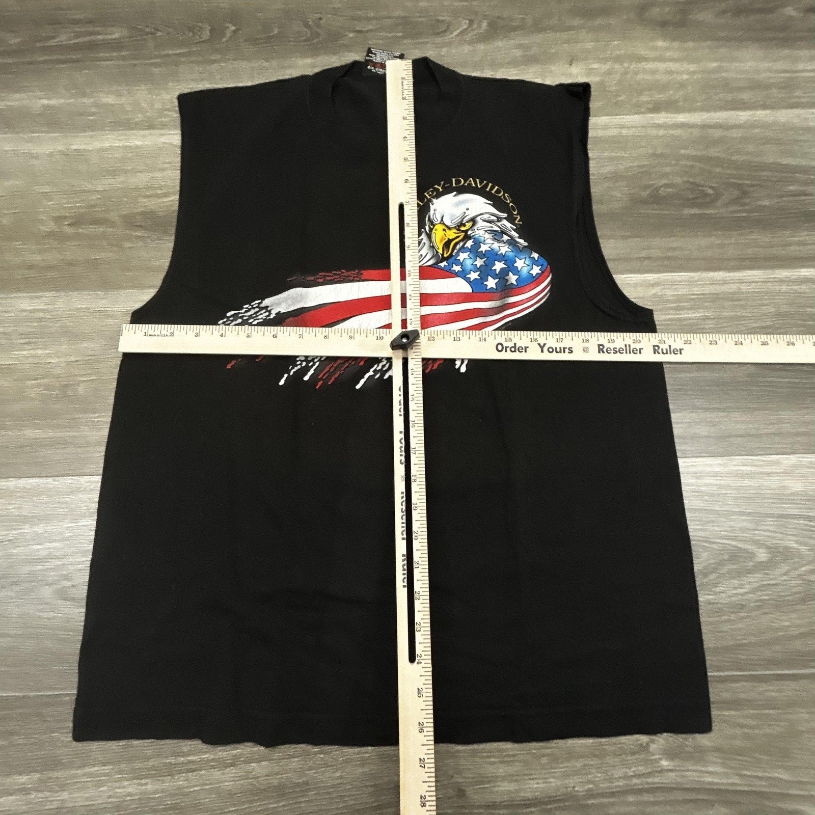 Vintage Harley Davidson Sleeveless Shirt Mens Large Black Eagle Made in USA 90s