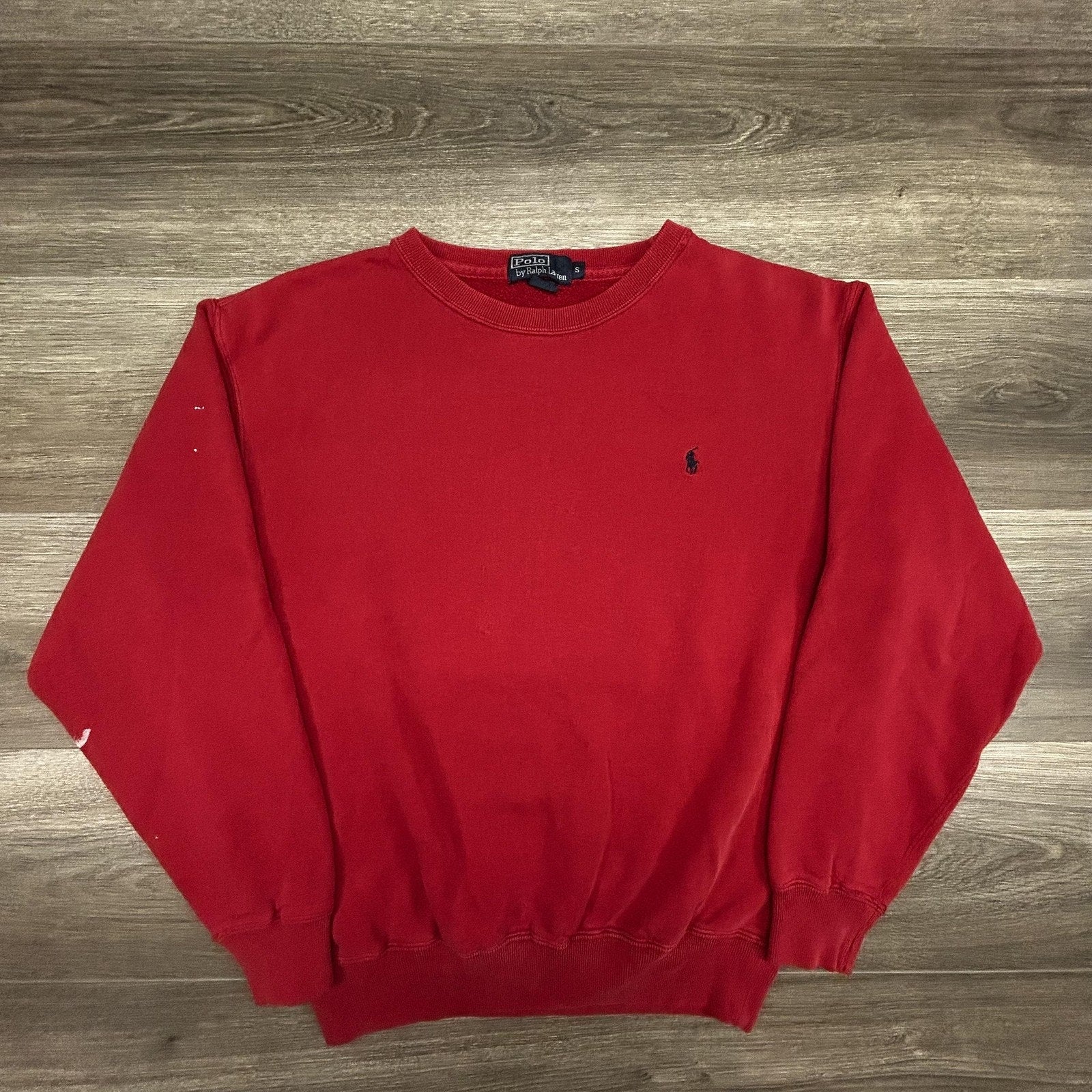 Vintage Polo Ralph Lauren Sweatshirt Mens Small Red Fleece Crewneck Pony 90s