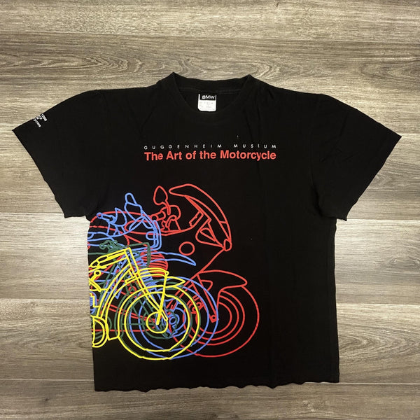 Vintage BMW Motorcycle Guggenheim Museum Shirt Mens Large Black Neon 90s Canada