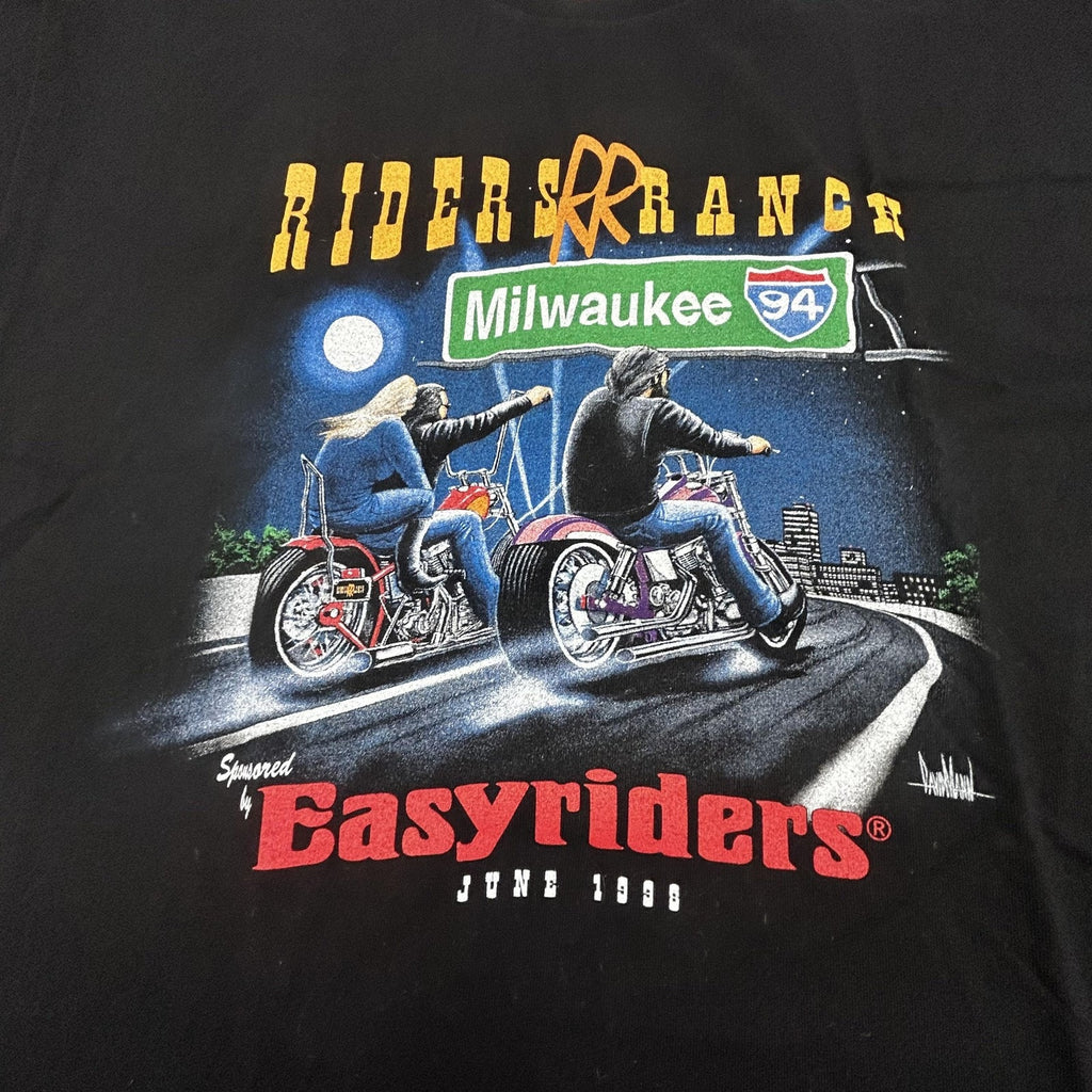 Vintage Easyriders Shirt Mens Large Black Riders Ranch Milwaukee 94 1998 USA