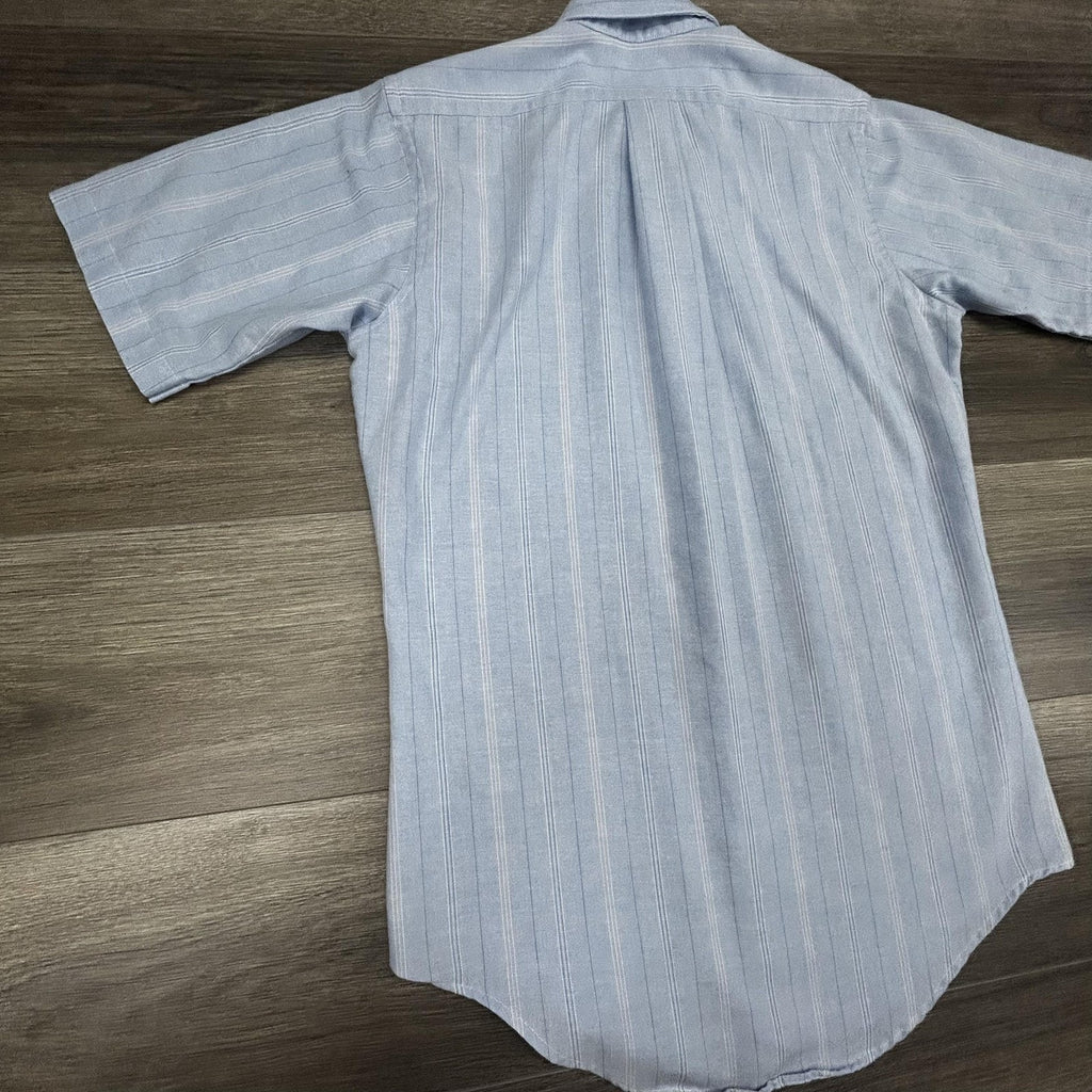 Vintage Arrow Dover Shirt Mens Small Blue Striped Button Down Short Sleeve USA