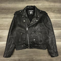 Vintage Leather Motorcycle Jacket Mens 44 Black Belted Zip Punk Grunge LA 90s