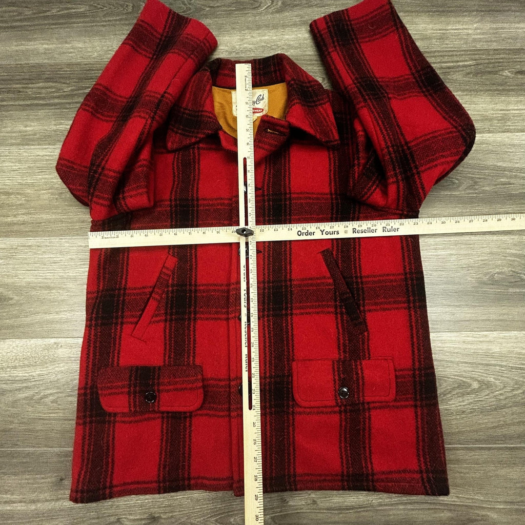 Vintage 50s Monterey Club Wool Coat Mens 40 buffalo Plaid Hunting Mackinaw USA