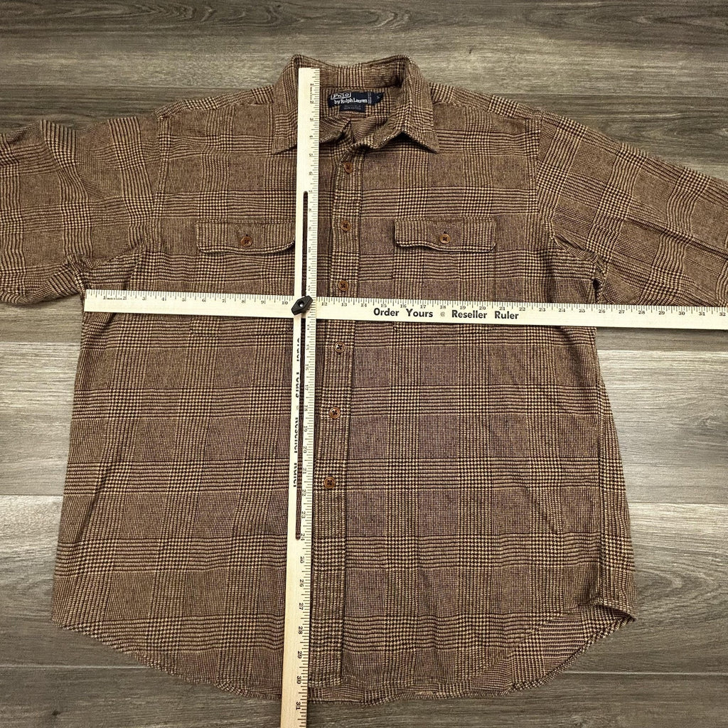 Vintage Polo Ralph Lauren Flannel Shirt Mens XL Brown Plaid Whitfield Preppy 90s