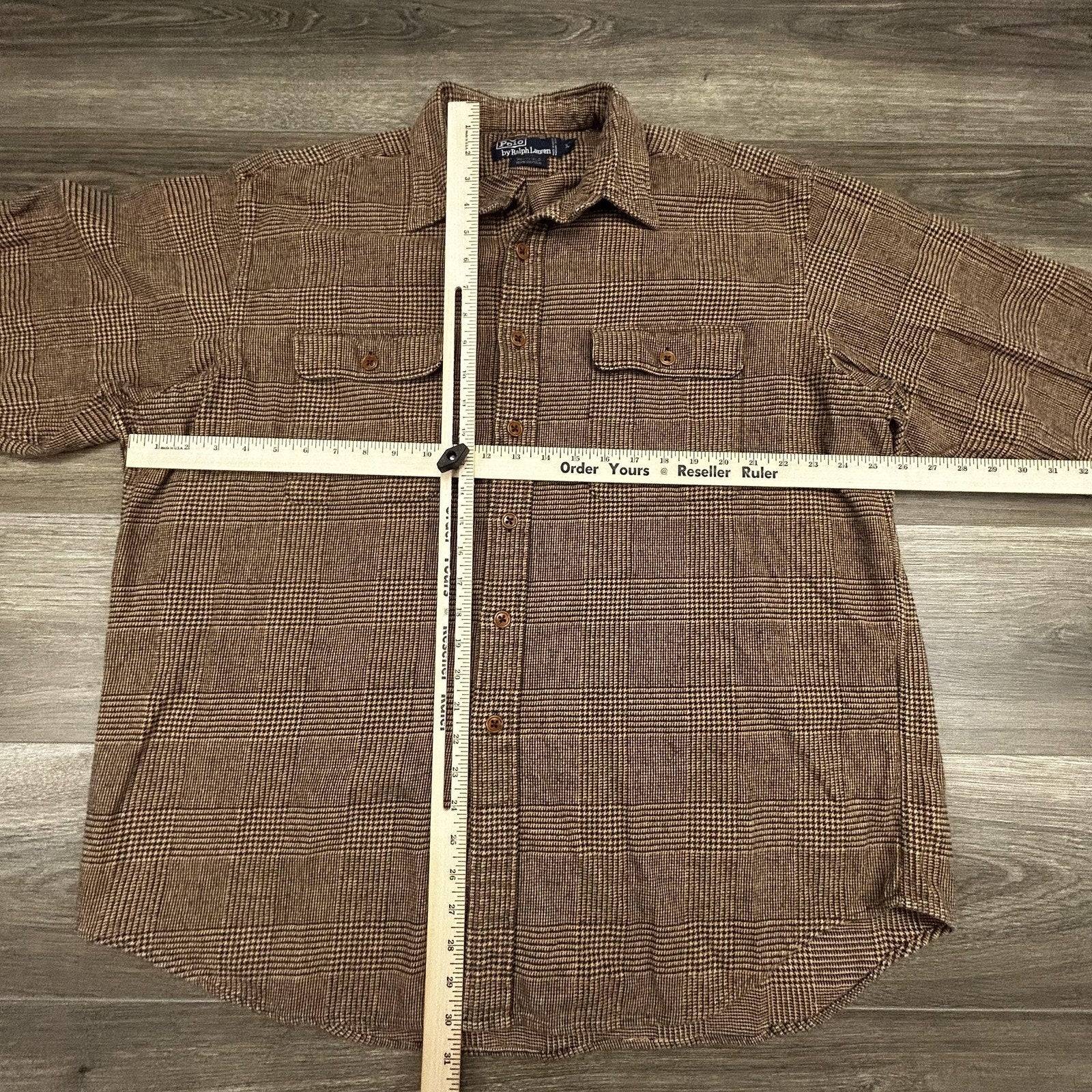 Vintage Polo Ralph Lauren Flannel Shirt Mens XL Brown Plaid Whitfield Preppy 90s