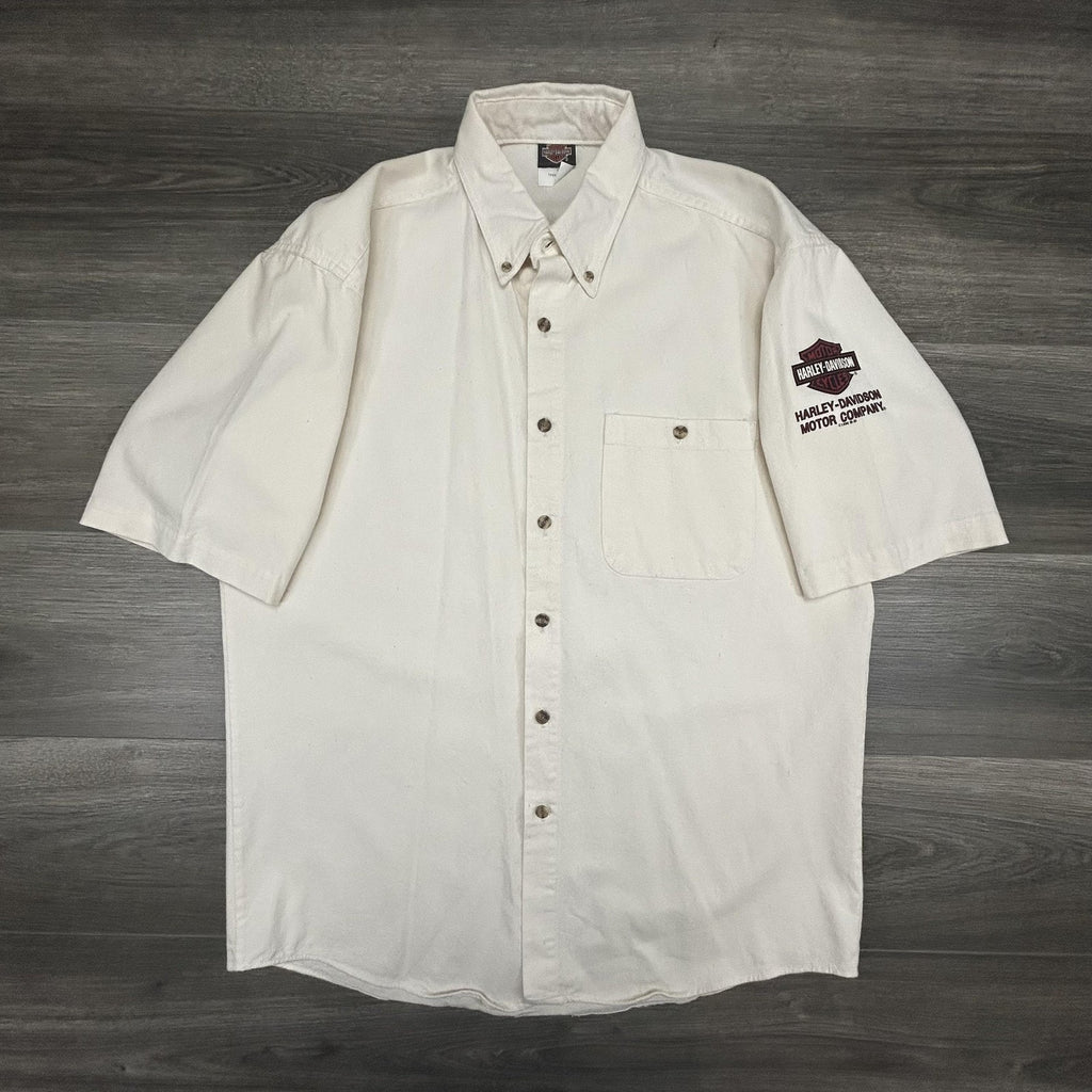 Vintage Harley Davidson Shirt Mens Medium White Sturgis 1997 Biker Short Sleeve