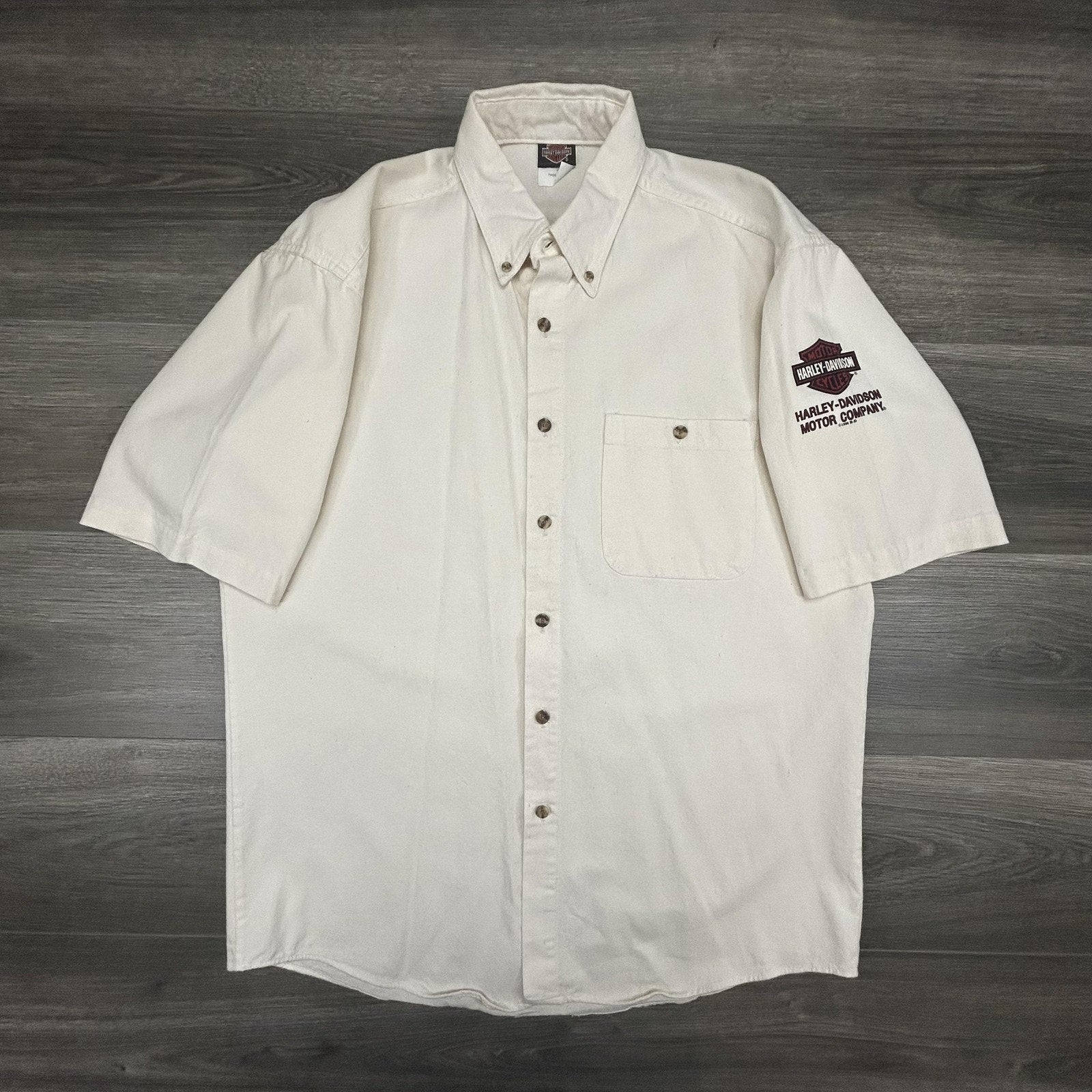 Vintage Harley Davidson Shirt Mens Medium White Sturgis 1997 Biker Short Sleeve