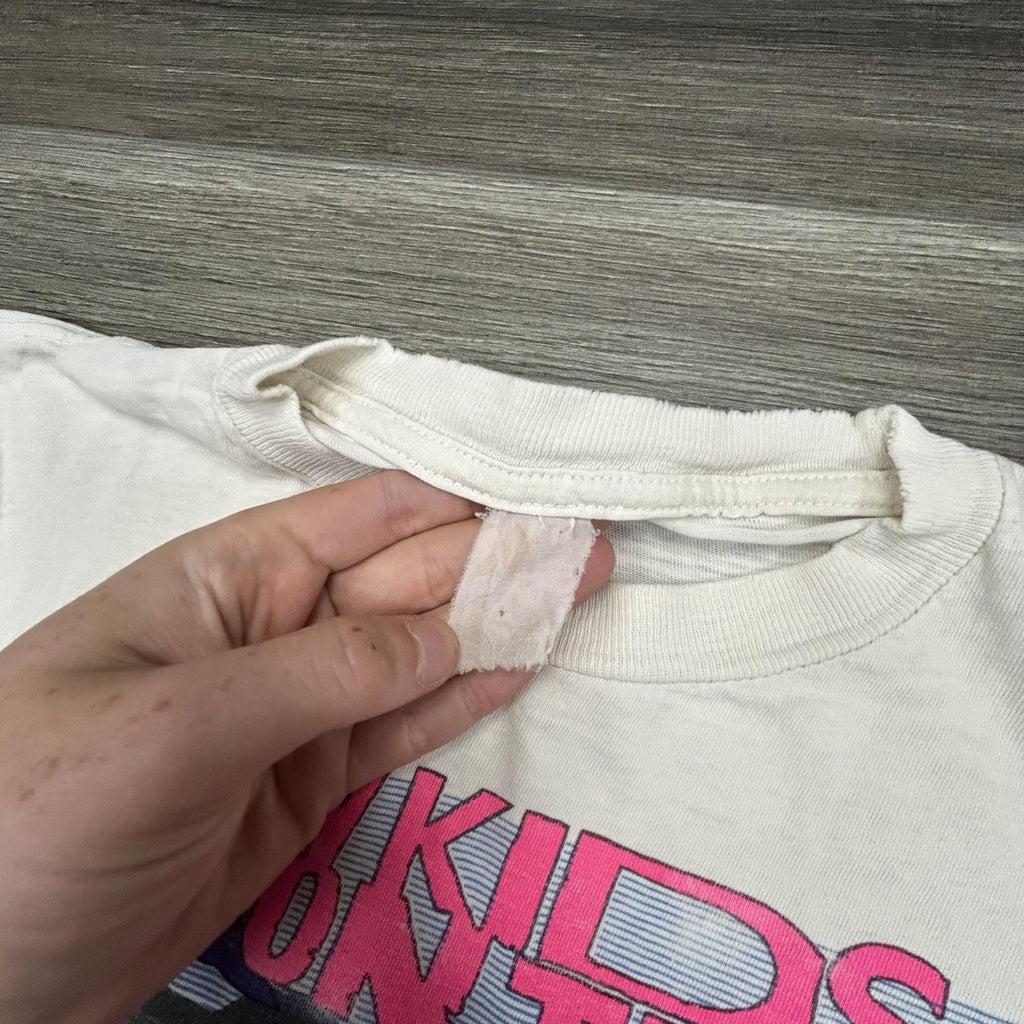 Vintage New Kids On The Block Shirt Mens Small White Hangin Tough Faded 90s USA