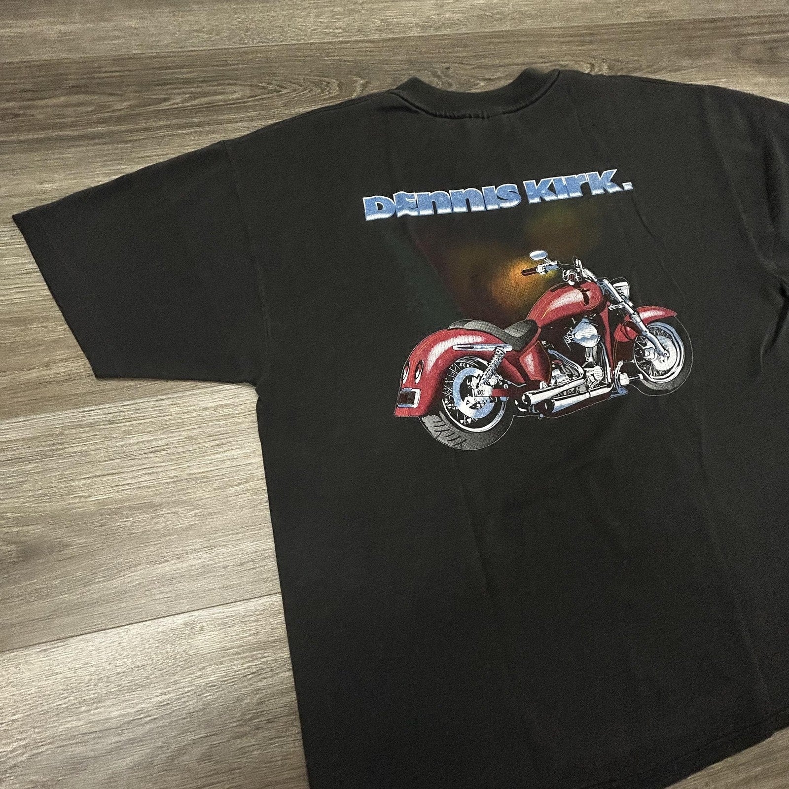 Vintage Motorcycle Shirt Mens Extra Large Black Faded Harley Single Stitch 90s