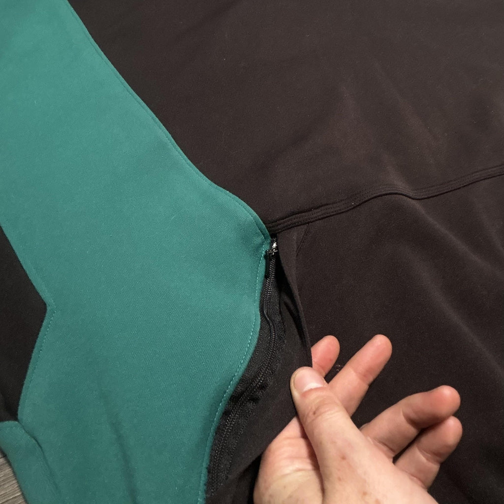 Vintage Adidas Sweatshirt Mens 2XL Black Teal 1/4 Zip Striped Center Logo 90s