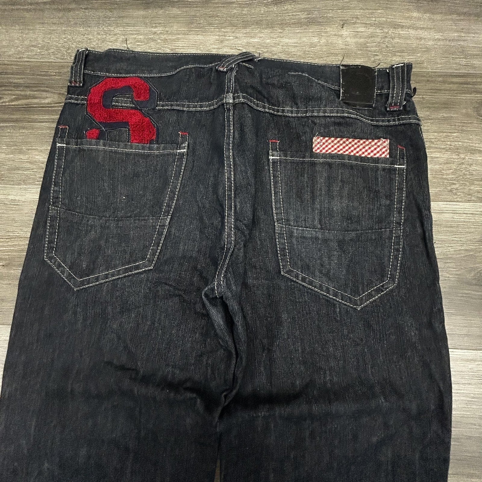 Vintage Southpole Jeans Mens 36x30 Dark Wash Baggy Wide Leg Denim Logo Y2K