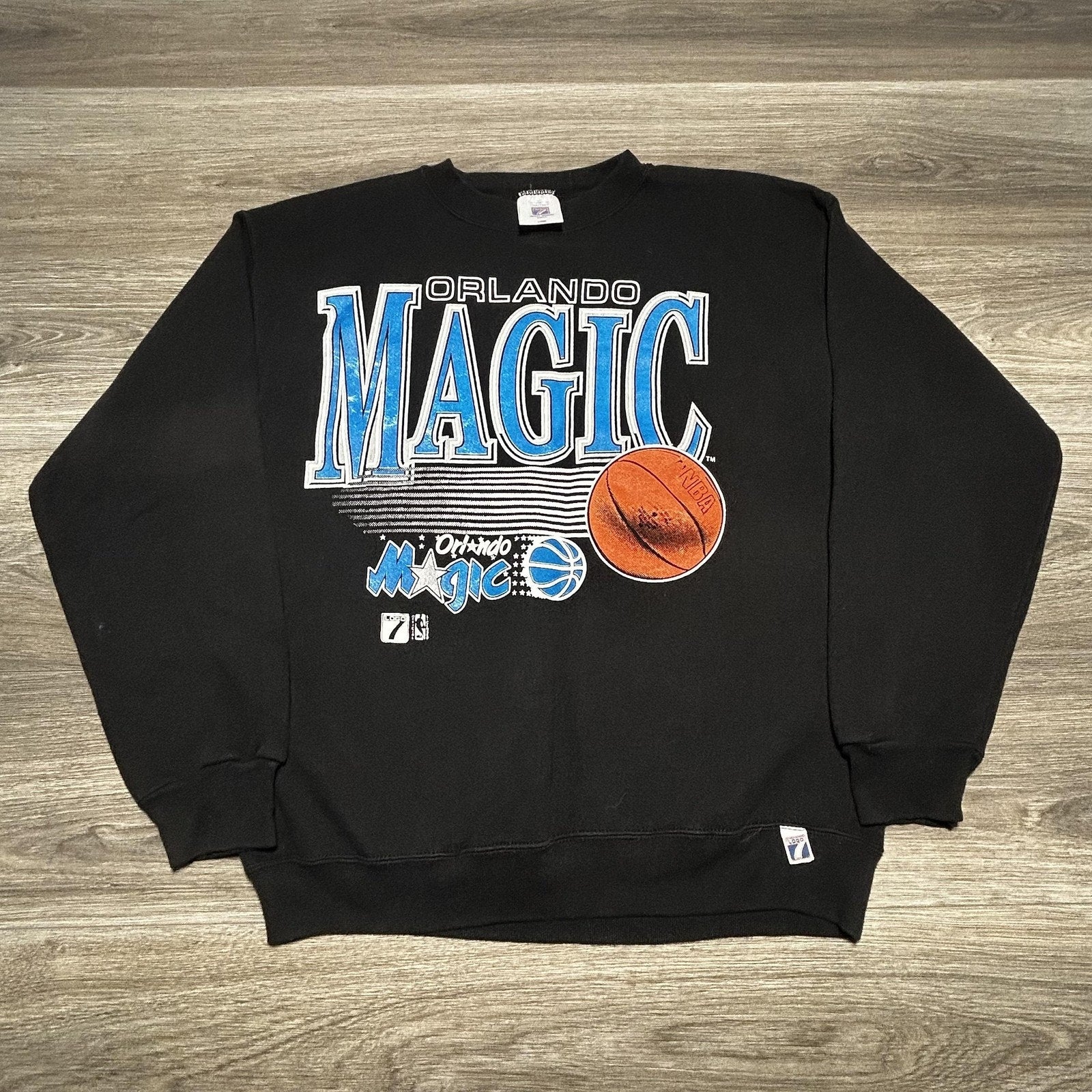 Vintage Orlando Magic Sweatshirt Mens Large Black NBA Basketball Logo 7 Shaq 90s