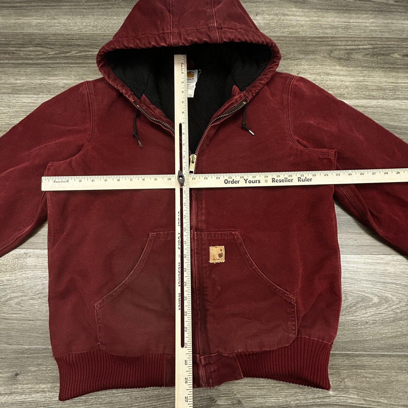 Vintage Carhartt Jacket Mens Medium Tall Red Canvas J130 CRI Crimson 90s USA