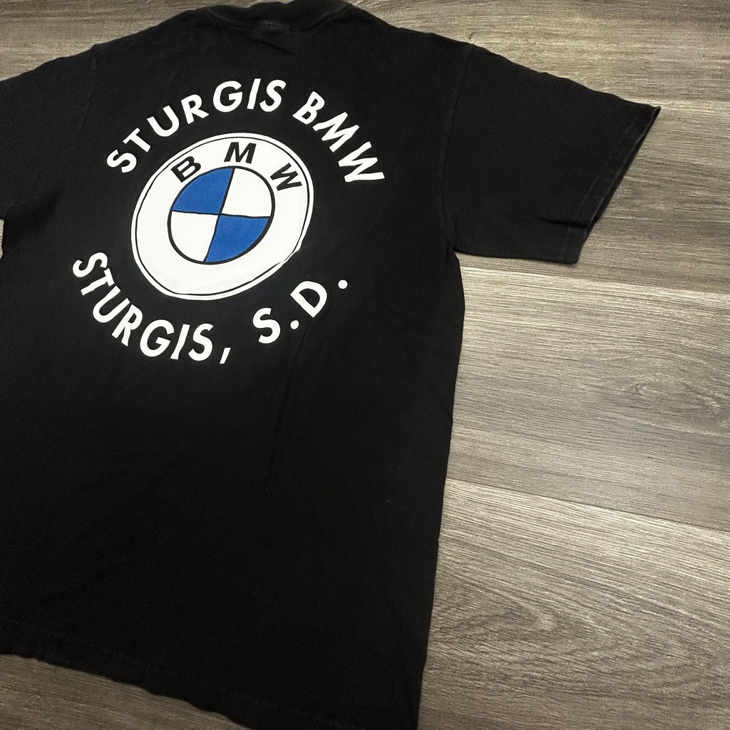 Vintage BMW Motorcycle Shirt Mens Medium Black Sturgis Racing Beamer 90s