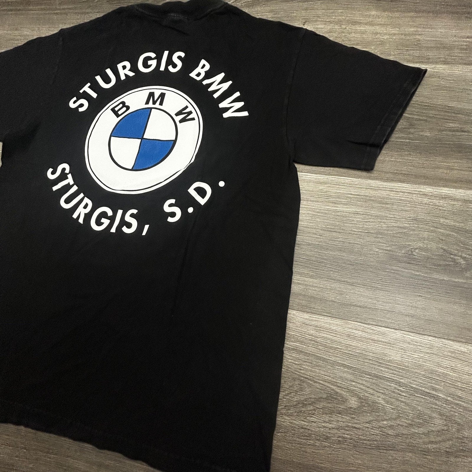 Vintage BMW Motorcycle Shirt Mens Medium Black Sturgis Racing Beamer 90s