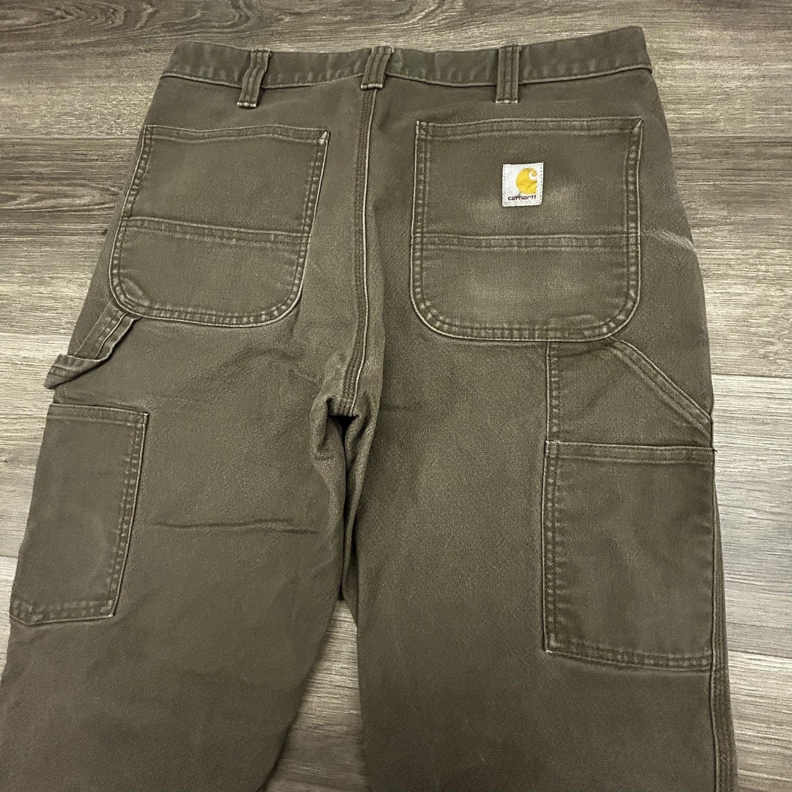Carhartt Carpenter Pants Mens 32x30 Green Brown Rugged Flex Relaxed Fit BN3279