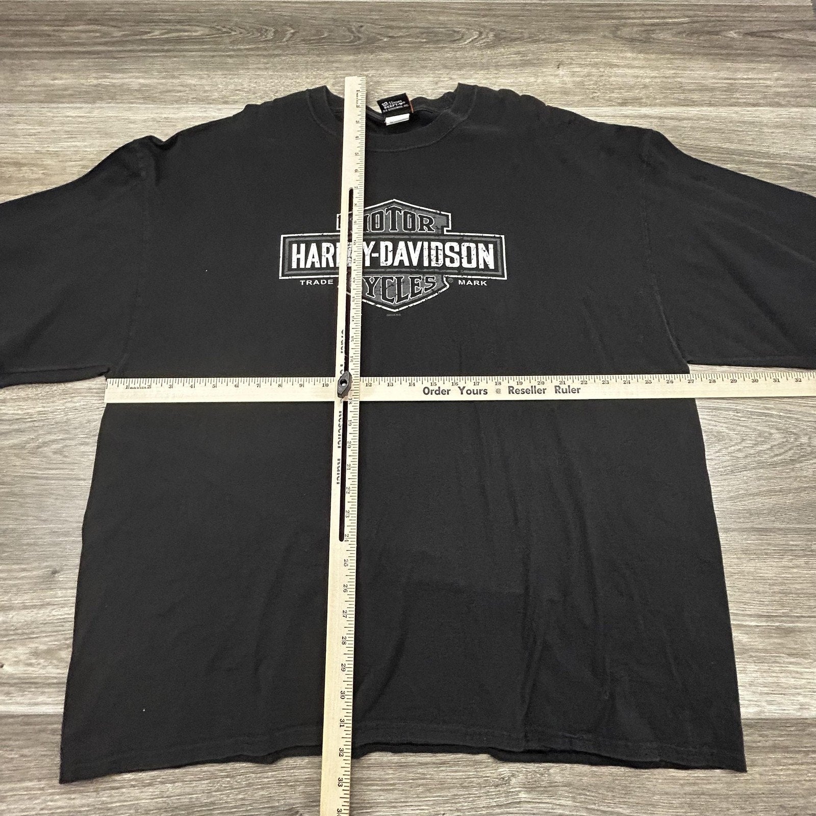 Harley Davidson Shirt Mens 3XL Black Long Sleeve Hit Flames Skater Biker Y2K
