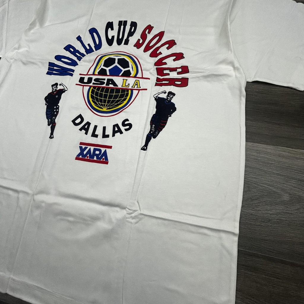 Vintage World Cup Shirt Mens Large White Dallas LA XARA Soccer Deadstock USA 90s