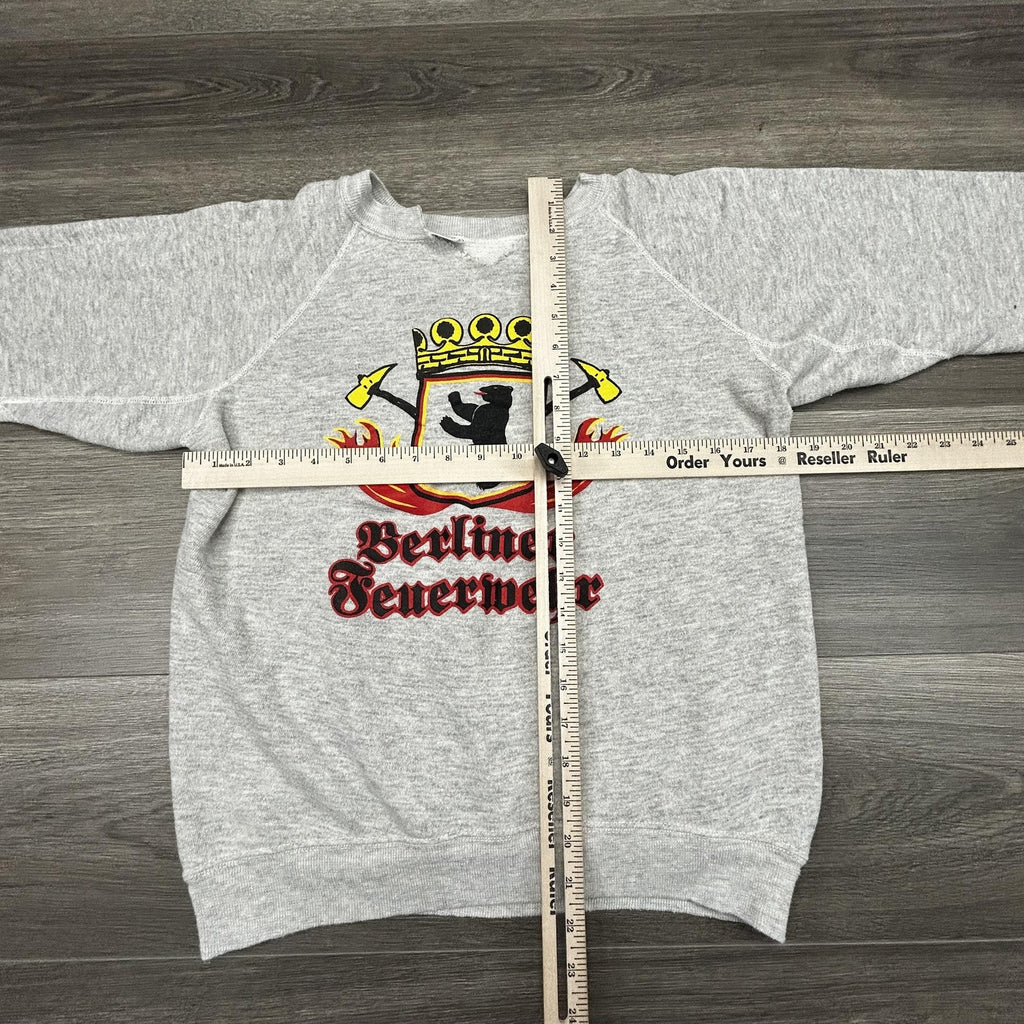Vintage Champion Blue Bar Sweatshirt Mens Medium Gray Berlin Fire Dept Bear 70s