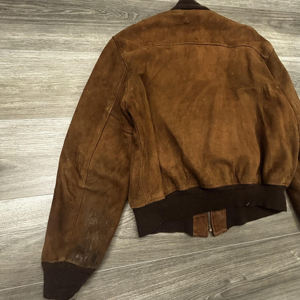 True Vintage 50s Hercules Suede Bomber Jacket Mens Medium Brown Sears Roebuck