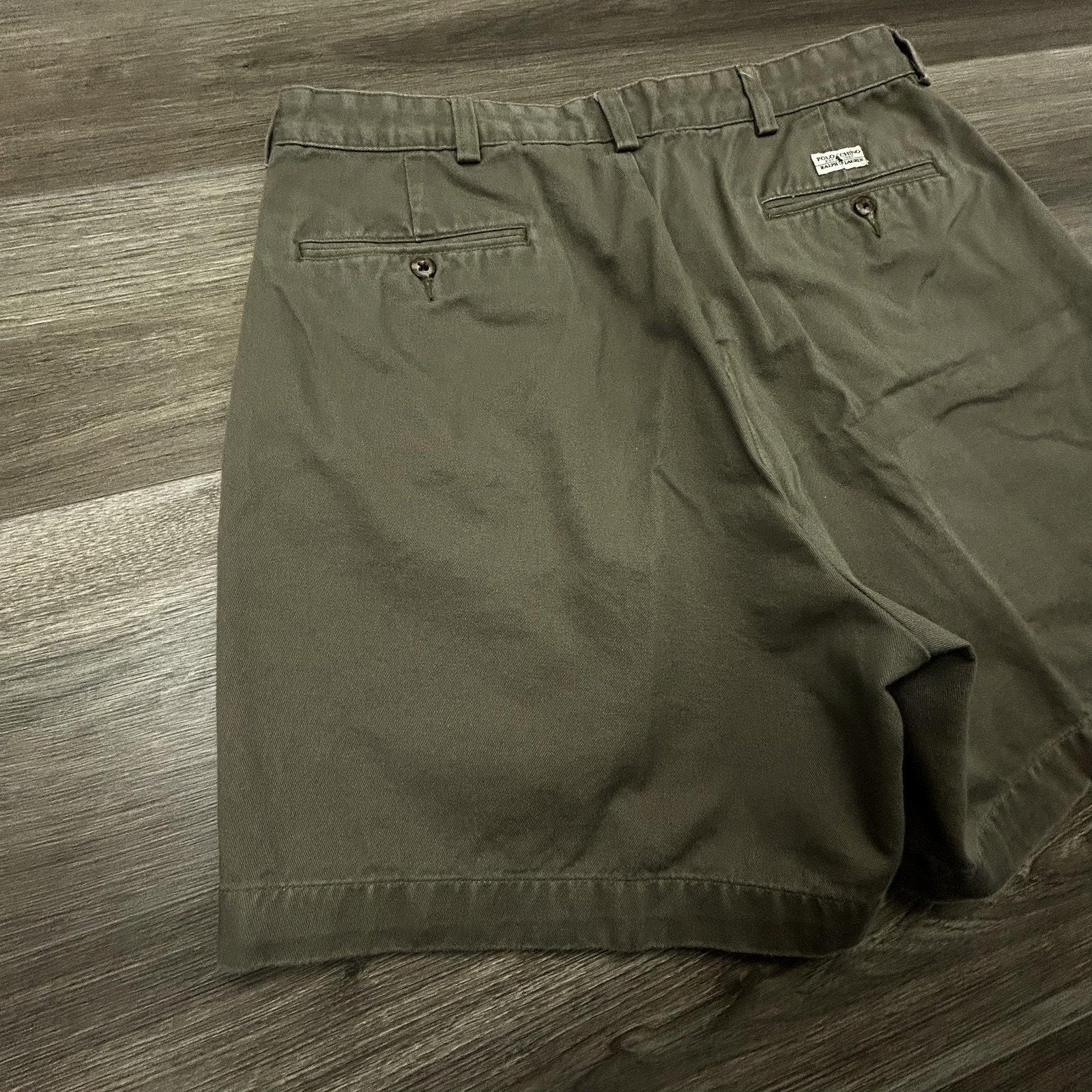 Vintage Polo Ralph Lauren Pleated Shorts Mens 32 Green Chino 6" Inseam Canvas