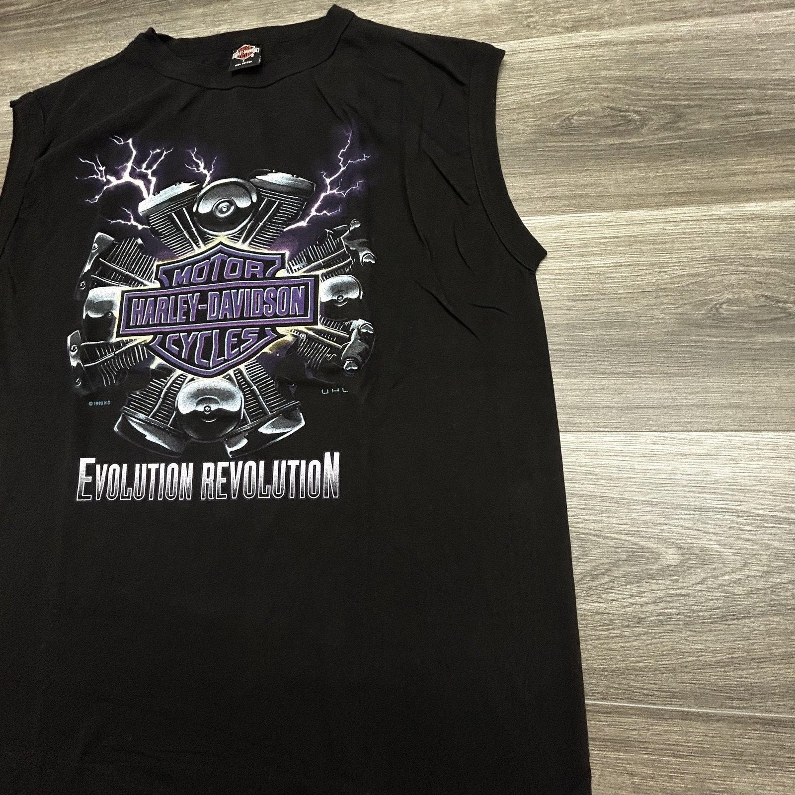 Vintage Harley Davidson Sleeveless Shirt Mens Large Purple Electric Engine 1995