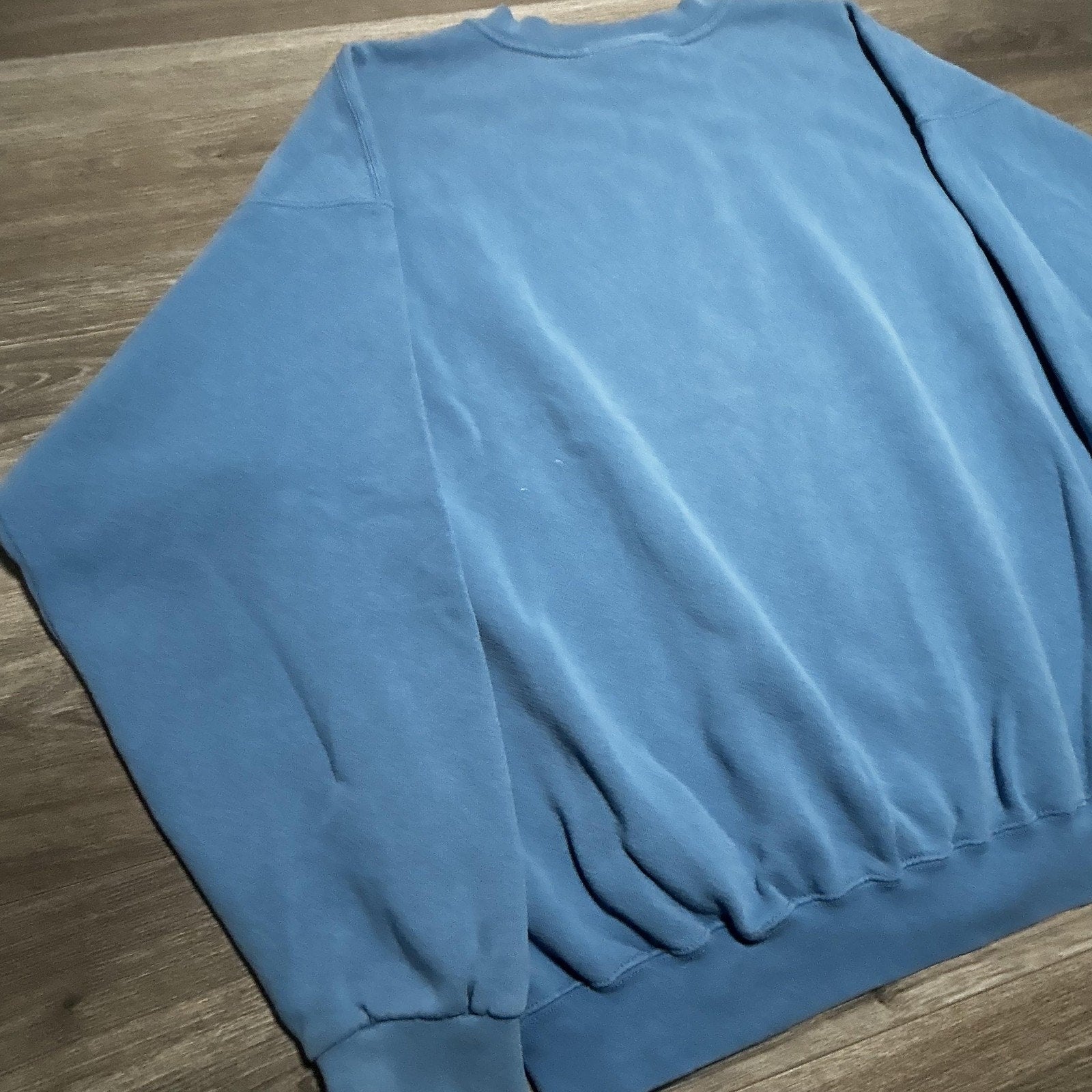 Vintage Nike Sweatshirt Mens 2XL Light Blue Spellout Center Swoosh 90s Made USA