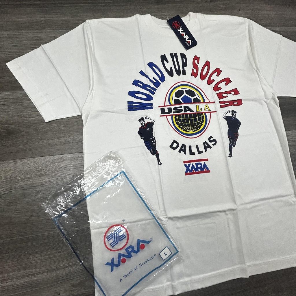 Vintage World Cup Shirt Mens Large White Dallas LA XARA Soccer Deadstock USA 90s