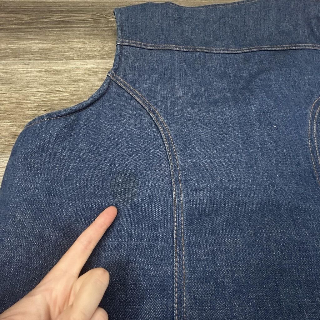 Vintage 80s Wrangler Denim Vest Mens XL Blue Sherpa Western Cowboy Workwear USA