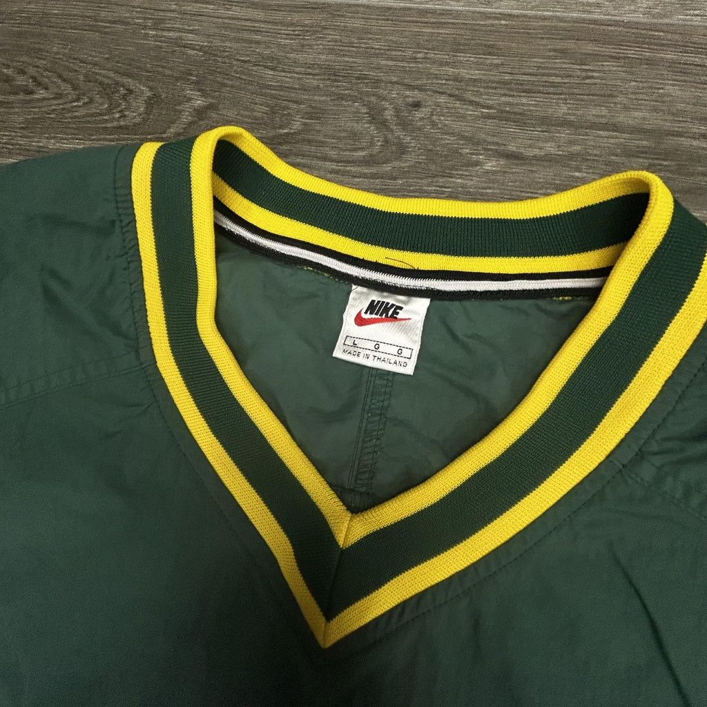 Vintage Nike Pullover Jacket Mens Large Green Yellow Oregon Center Swoosh 90s